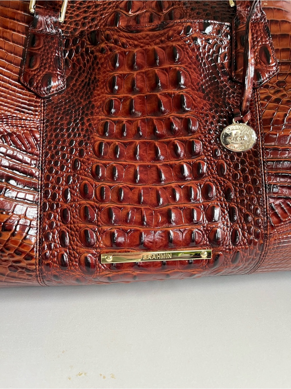 Brahmin “The Duxbury Weekender” Leather Tote in Pecan Melbourne - Picture 5 of 10